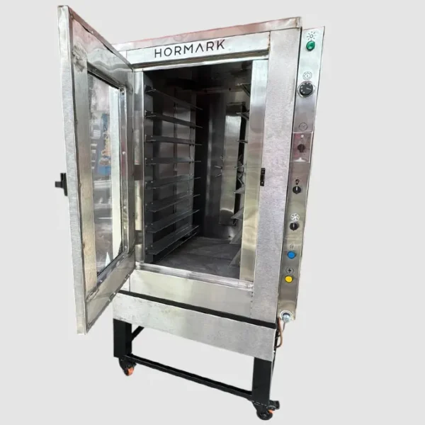 Horno de convección semiautomático para 8 charolas en acero.